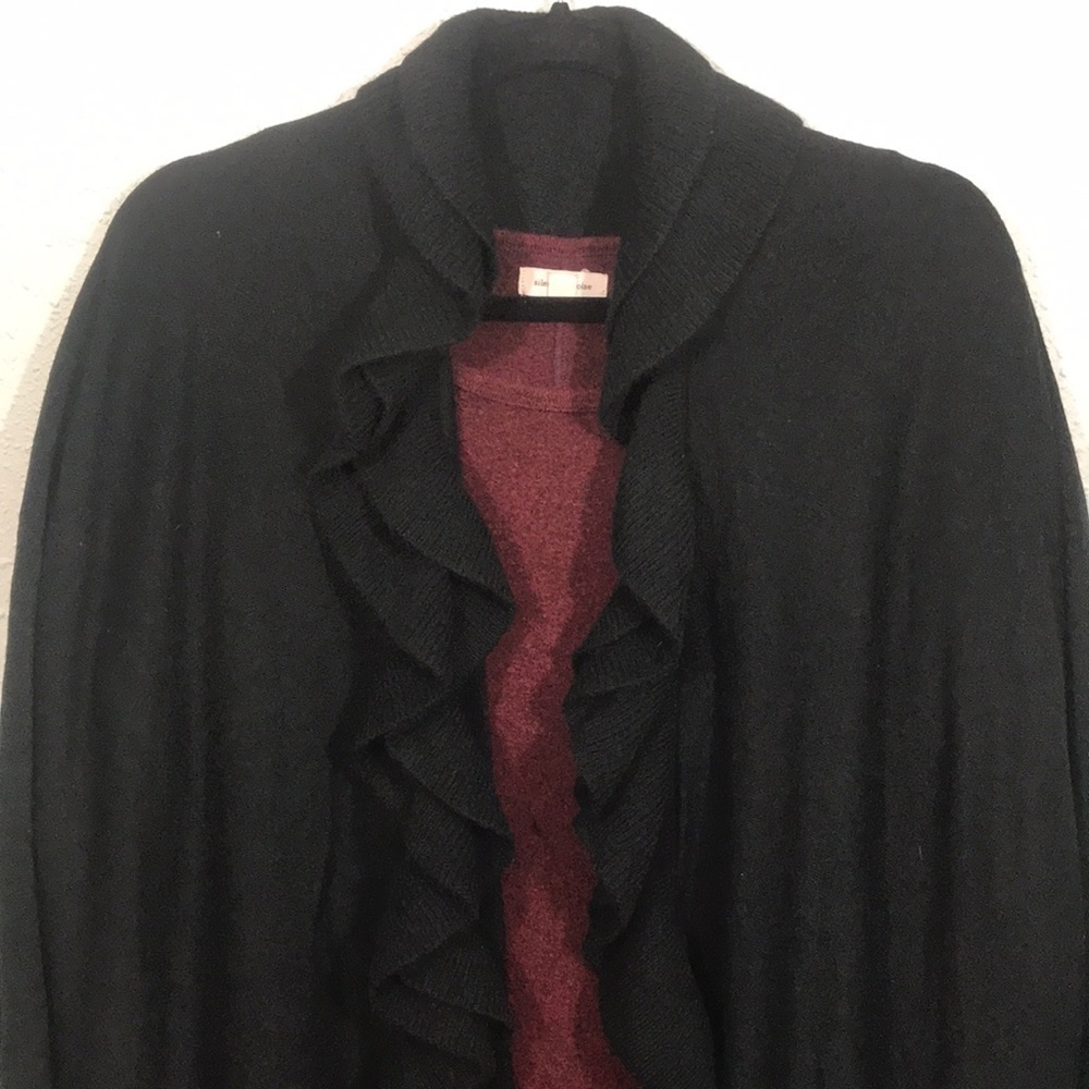 Catherine’s Ruffle Collar‎ Black Sweater Ruana Plus Size One Size Fits Most